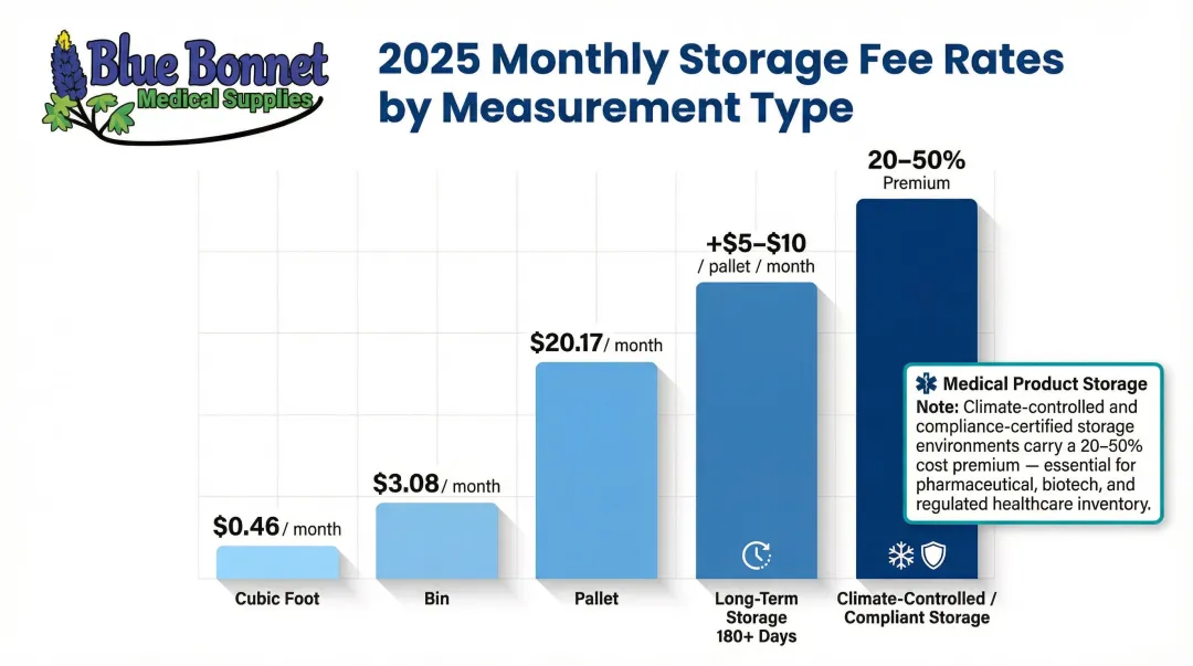 2025 3PL monthly storage fee rates by unit type cubic foot bin and pallet