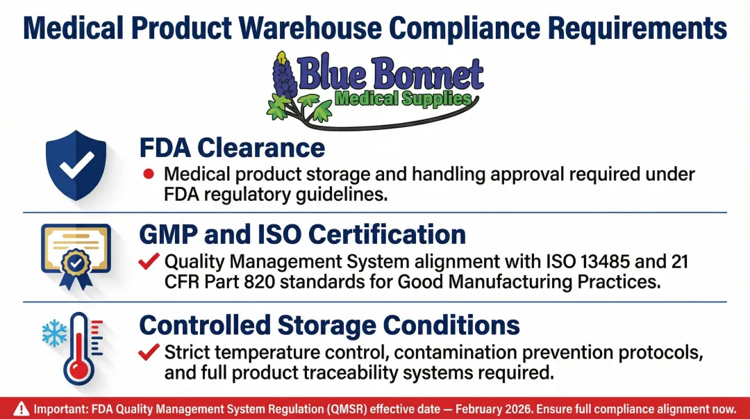 Medical warehouse FDA GMP ISO compliance checklist for 3PL facility requirements
