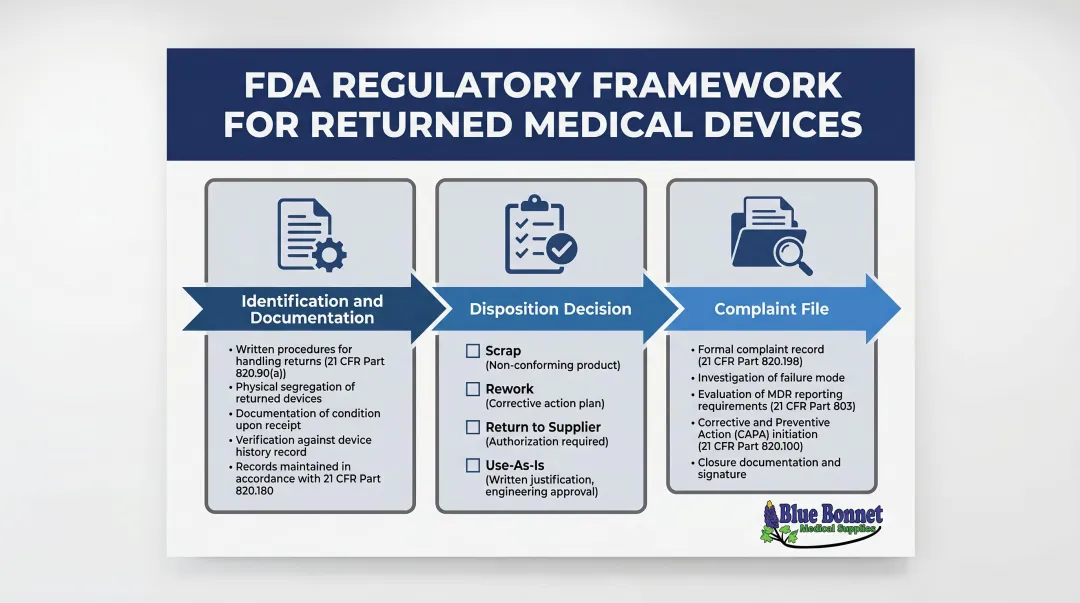 21 CFR Part 820 returned medical device compliance obligations three-step framework