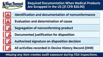 21 CFR 820.90 compliance documentation checklist for scrapped medical devices US