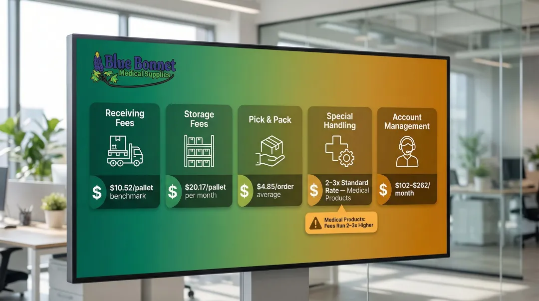 Medical 3PL fulfillment fee breakdown comparing standard versus medical product pricing benchmarks