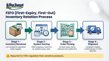 FEFO inventory rotation process flow for medical product expiration date compliance