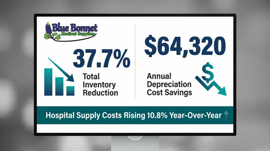 Medical device kitting inventory cost savings showing 37 percent reduction and annual depreciation savings