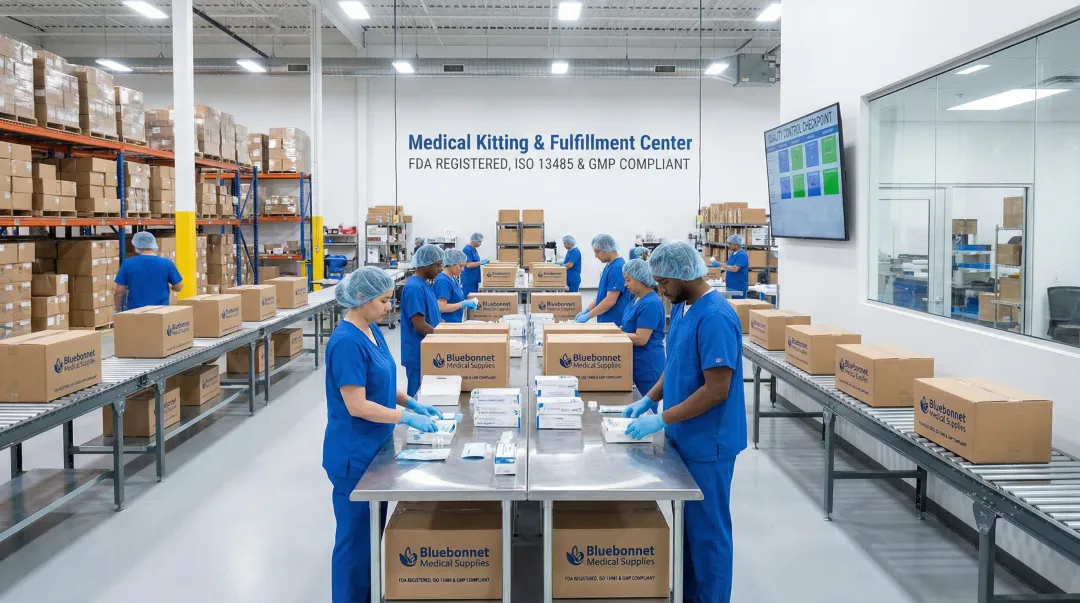 Bluebonnet Medical Supplies FDA-cleared kitting facility showing compliant assembly and packaging operations