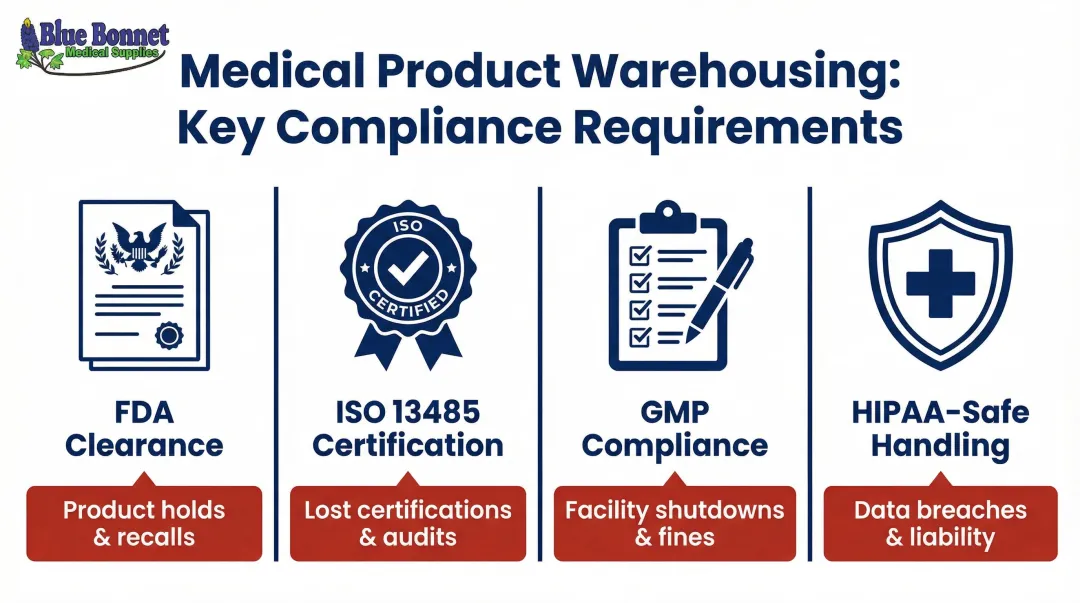 Medical 3PL compliance requirements including FDA ISO GMP and HIPAA standards