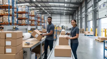 US third-party logistics warehouse facility with carrier shipping operations and inventory management