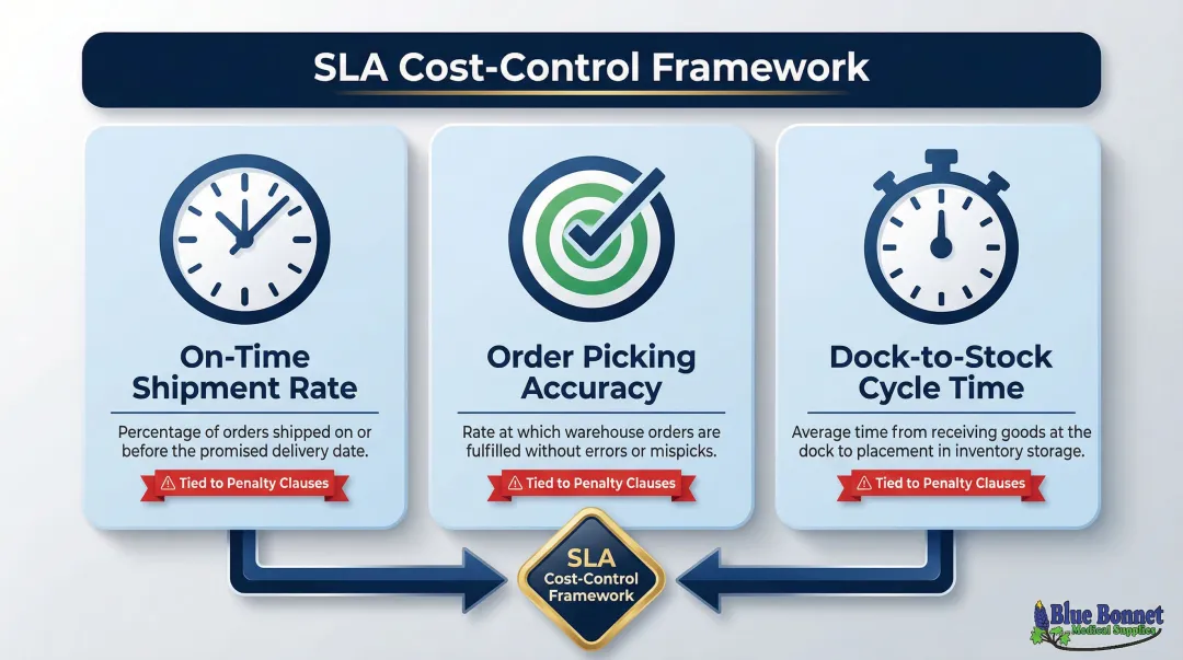 Three key 3PL SLA performance KPIs tied to contract penalty structures