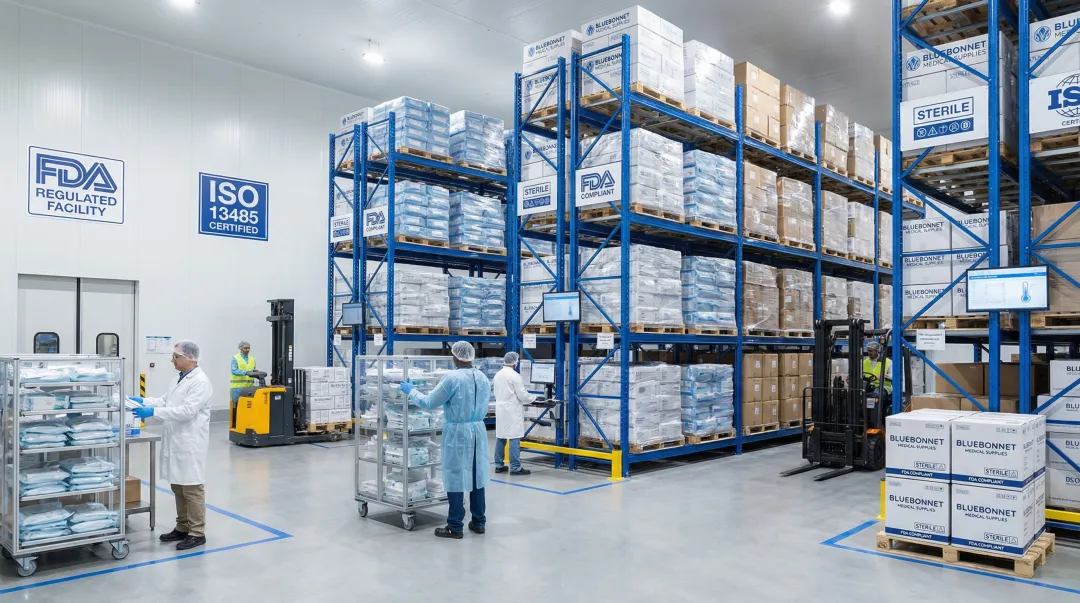 Bluebonnet Medical Supplies compliant warehouse facility with sterile medical device storage
