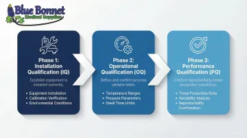 IQ OQ PQ three-phase medical device package validation framework process flow