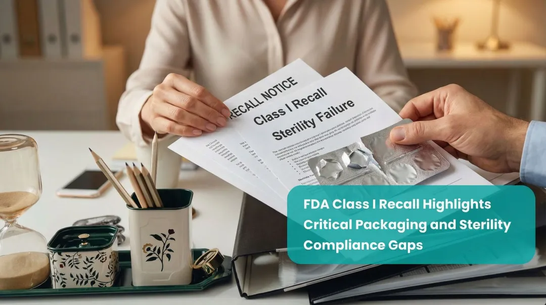 FDA recall notice document highlighting medical device packaging failure consequences