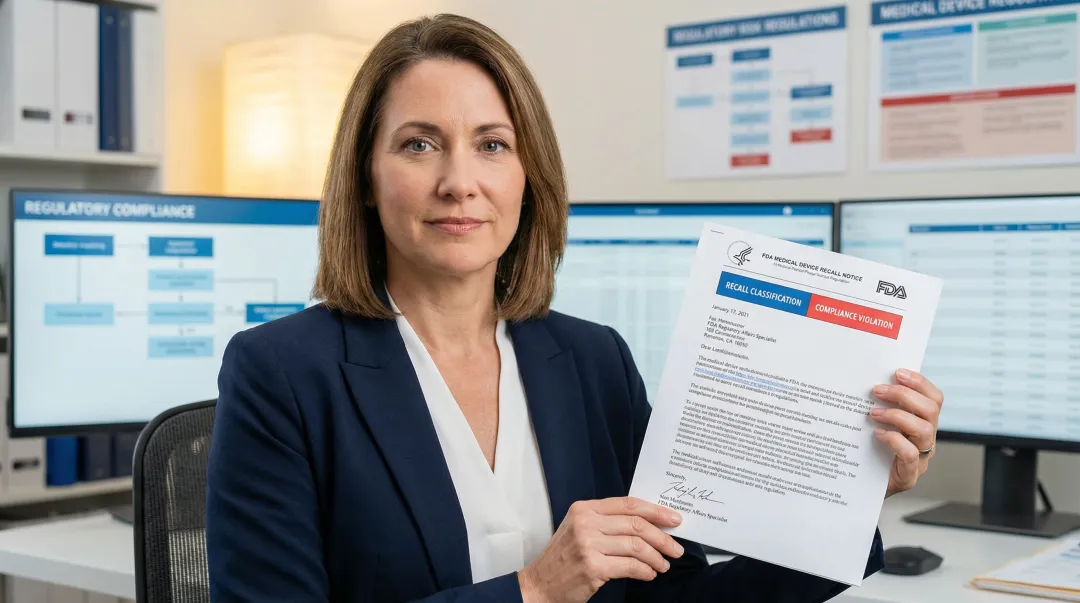 FDA Class I medical device recall notice documentation and compliance warning label