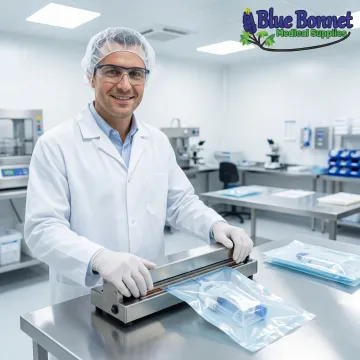 FDA-compliant flexible film medical packaging process in a certified warehouse facility