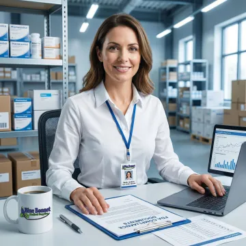 Medical logistics team reviewing compliance documentation for product shipment