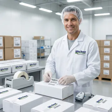 Medical device labeling and compliance packaging in a professional warehouse facility