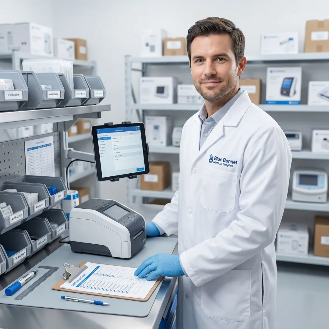 Step-by-step medical device inspection and testing process in a compliance warehouse