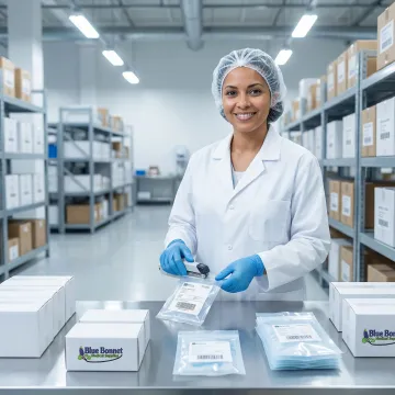 Healthcare packaging professional sealing medical device packaging in a compliant warehouse facility