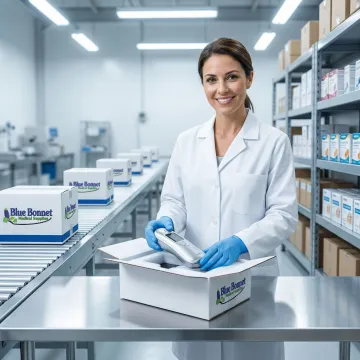 Fulfillment specialist carefully packaging a medical device for compliant shipment