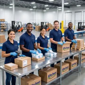 Step-by-step kitting and product bundle assembly process in a fulfillment warehouse