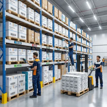 Contract warehousing and 3PL logistics facility with organized medical supply storage and fulfillment operations