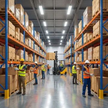 Indian brand products being received and stored in a US warehouse facility