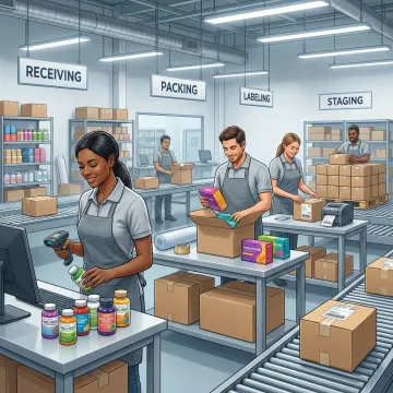 Step-by-step fulfillment process for wellness brand orders in a warehouse