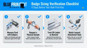 Four-step badge holder sizing verification checklist before bulk ordering