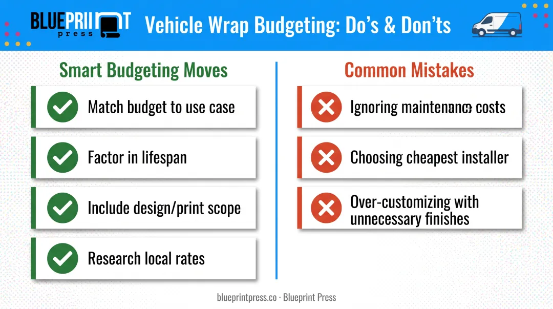 Car wrap budgeting dos and donts checklist comparison