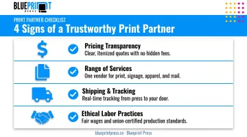 Checklist of four criteria for evaluating a print outsourcing partner