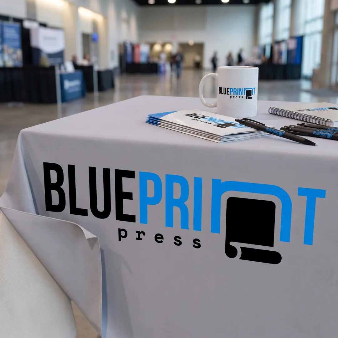 Custom logo tablecloth at an event