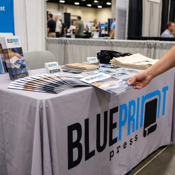 Branded tablecloth at a business event