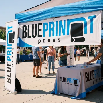 Branded canopy tent at an outdoor event