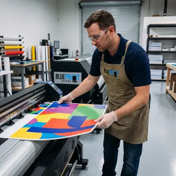 Printer preparing a large custom yard sign