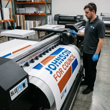 Printer producing a custom corrugated plastic sign