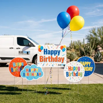 Colorful personalized happy birthday yard sign