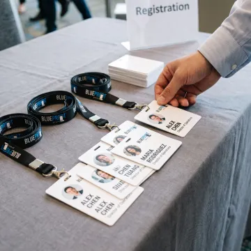 Custom photo name tags on lanyards