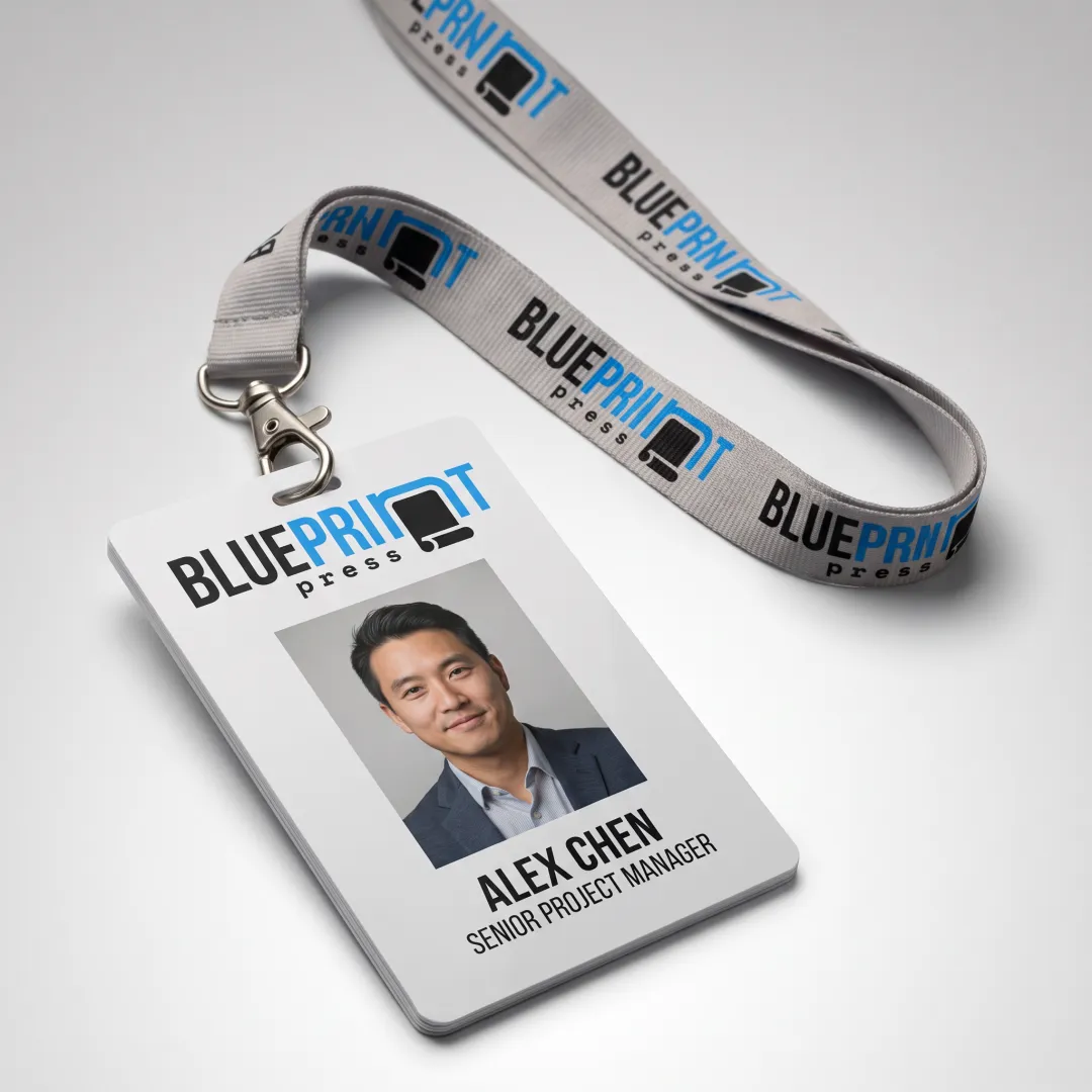 Printed photo ID name tag and lanyard