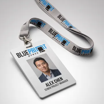 Printed photo ID name tag and lanyard