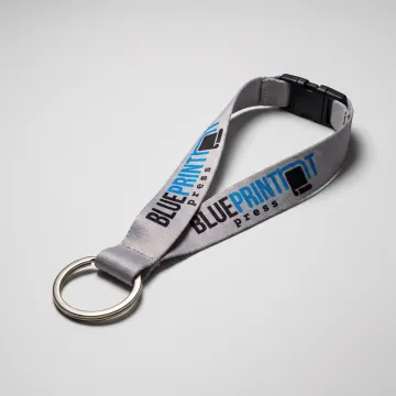 Printed wrist lanyard with a bright logo