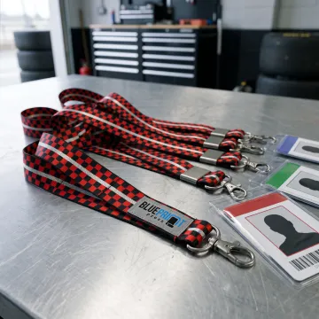 Custom racing lanyards with branded event badges