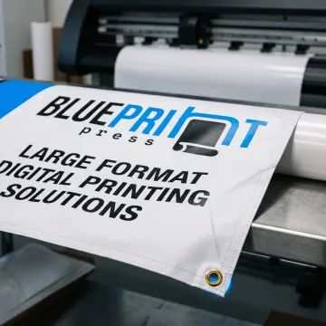Bright custom vinyl banner with business logo
