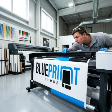 Vibrant custom banner being printed
