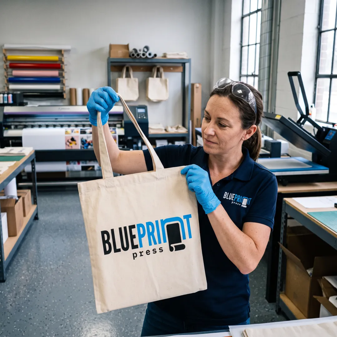 Branded reusable tote bag printing