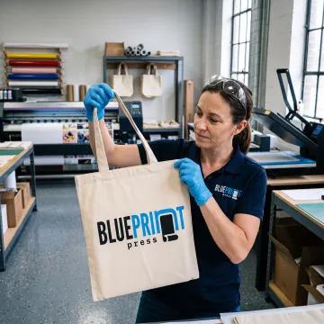 Branded reusable tote bag printing