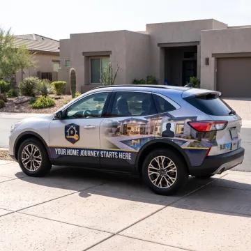 Branded real estate agent SUV with custom wrap