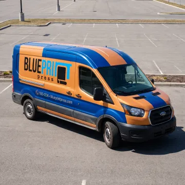 Branded vehicle with colorful custom decals