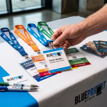 Full-color custom lanyards with event badges