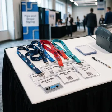 Custom printed ID badges and branded lanyards