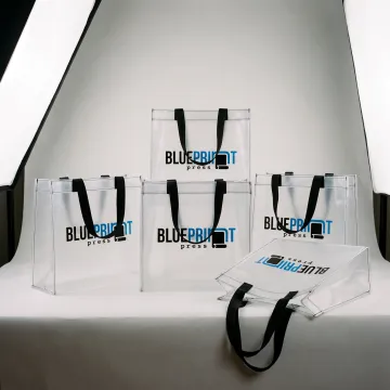 Custom clear EVA tote bags with branded artwork