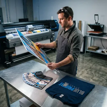 Arizona print professional reviewing vibrant printed materials