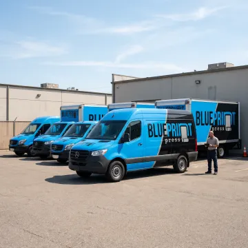 Branded business fleet with custom vehicle graphics